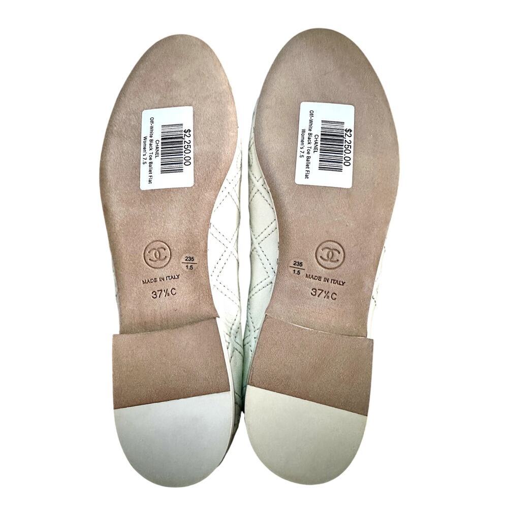 Chanel Off-White Black Toe Ballet Flat - Picture 3 of 9